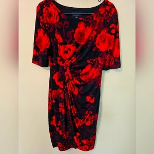 Connected Apparel dress in black & red pattern Sz.10